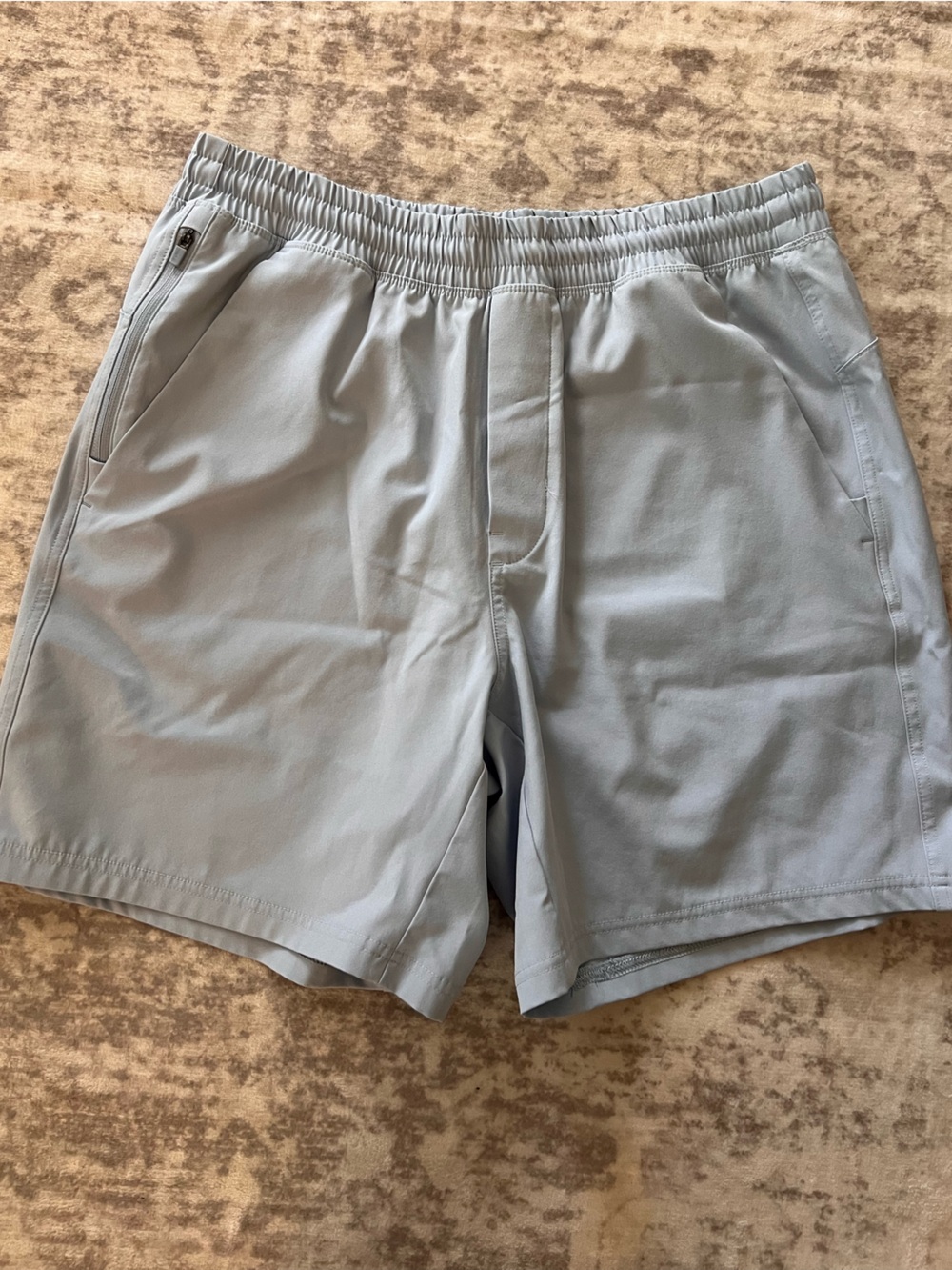 Light Blue Elastic Waist Shorts